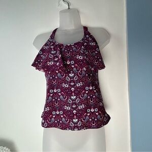 Arizona Jeans Company Burgundy Floral Tankini Swim‎ Medium